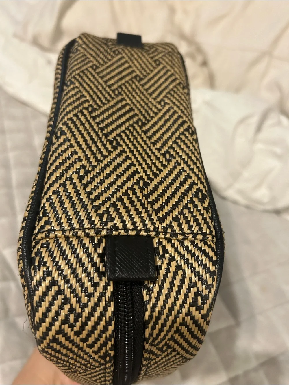 Stephanie Johnson Black and Natural Woven Cosmetic Case